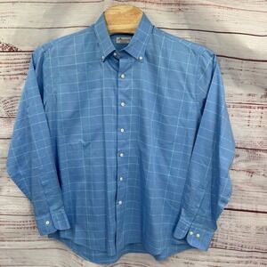 Peter Millar Shirt Mens XL Crown Soft Long Sleeve Button Down Plaid‎ Cotton Silk